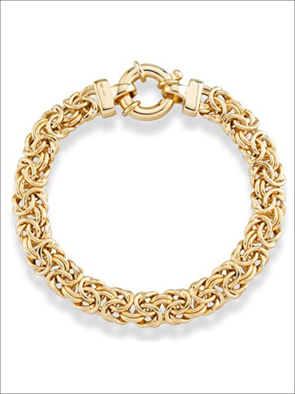 Handmade Italian 925 Sterling Silver 18K Gold Plated Byzantine Link Bracelet